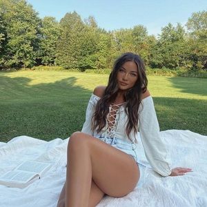 NWOT! Super Down Lulu Gingham Lace up Bodysuit